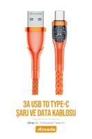 Azeada USB to Type-c PD-B88a  Data Kablosu Turuncu - 10