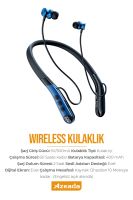 Azeada AZ-BN05 Boyun Askılı    Bluetooth Kulaklık Mavi - 5