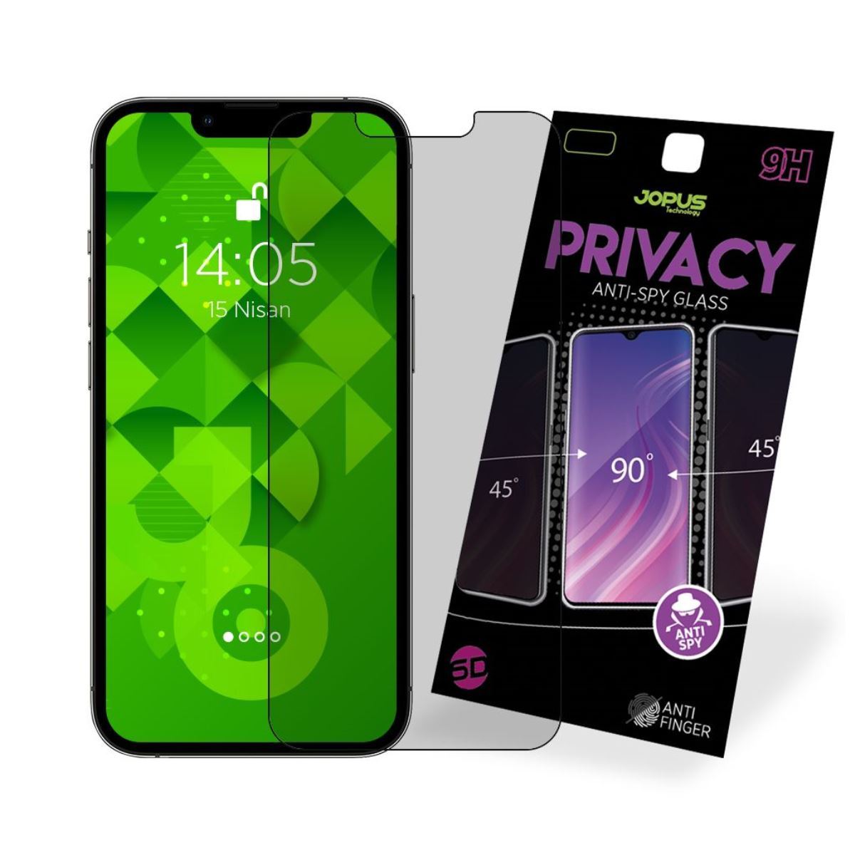 Jopus iPhone 13 Pro Max CEK-126 Privacy Screen Protector Siyah - 1
