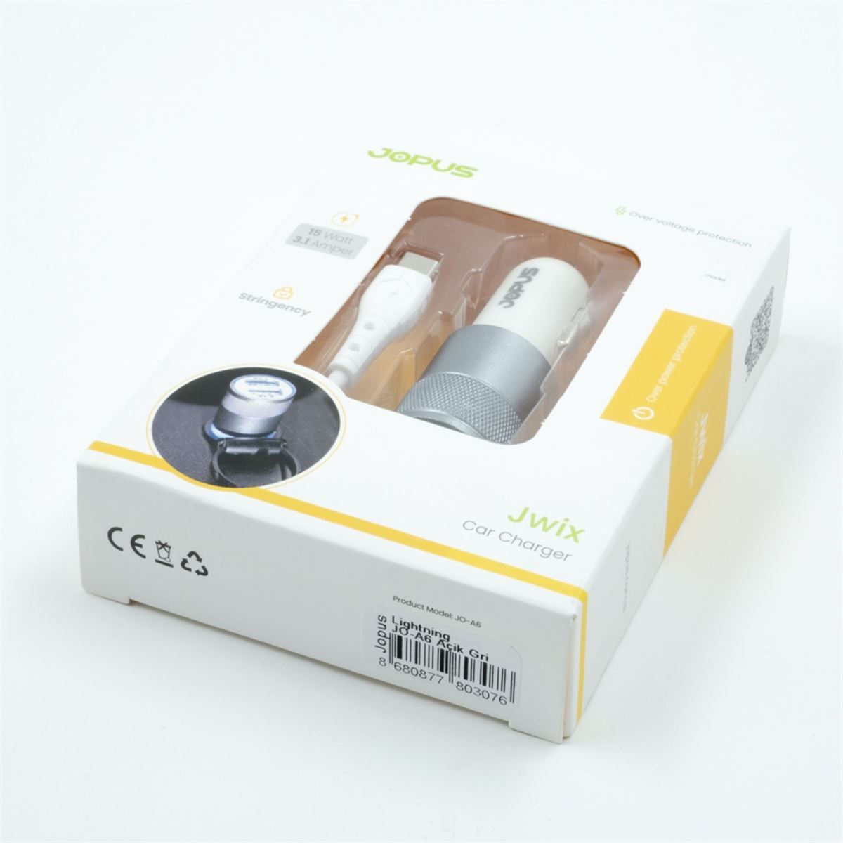 Jopus  Type C JO-A6 Jwix 2in1  3100 mAh Araç Sarji Açik Gri - 1