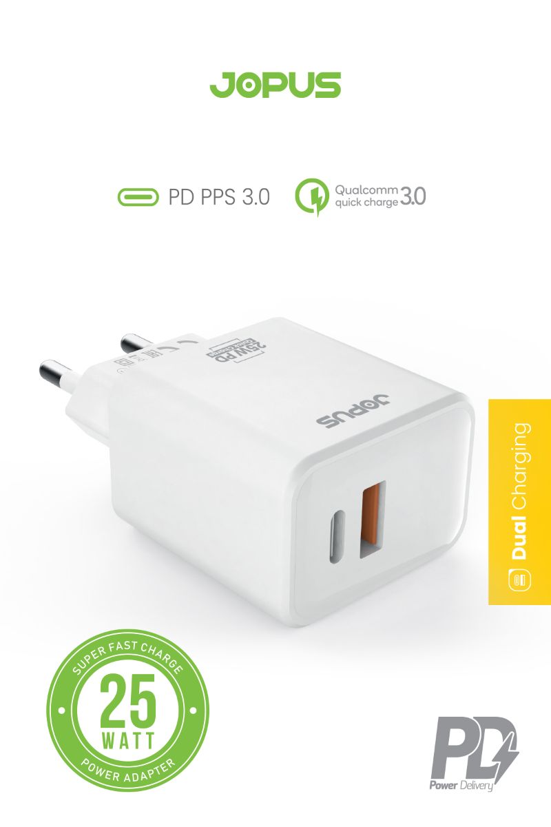 Jopus  JO-S07 Cyper Hizli Sarj USB / PD 25W Sarj Cihazi Beyaz - 1