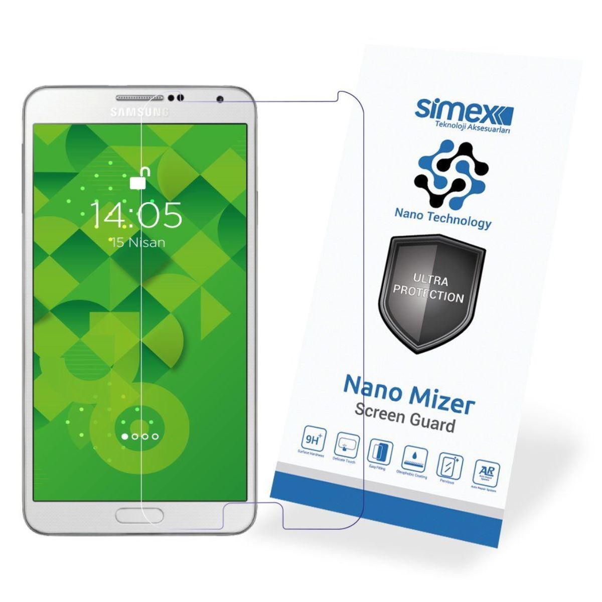 Simex Samsung Note3 CEK-110 Nano Mizer   Ekran Koruyucu Seffaf - 1