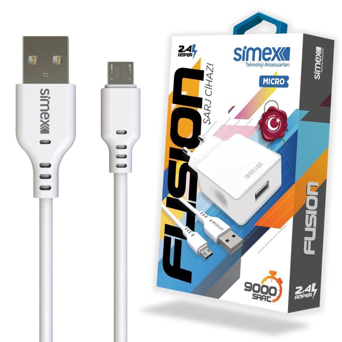Simex Universal Micro SPS-01 Fusion SPS-01 Fusion 2in1 2400 mAh Charging Set Beyaz - 1