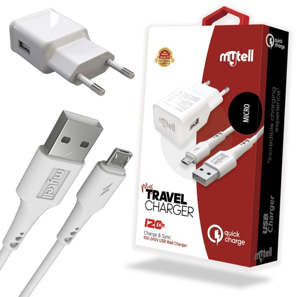 Mytell Universal Micro SM-21 2in1  Qualcomm 2.0 18W Sarj Seti Beyaz - 1