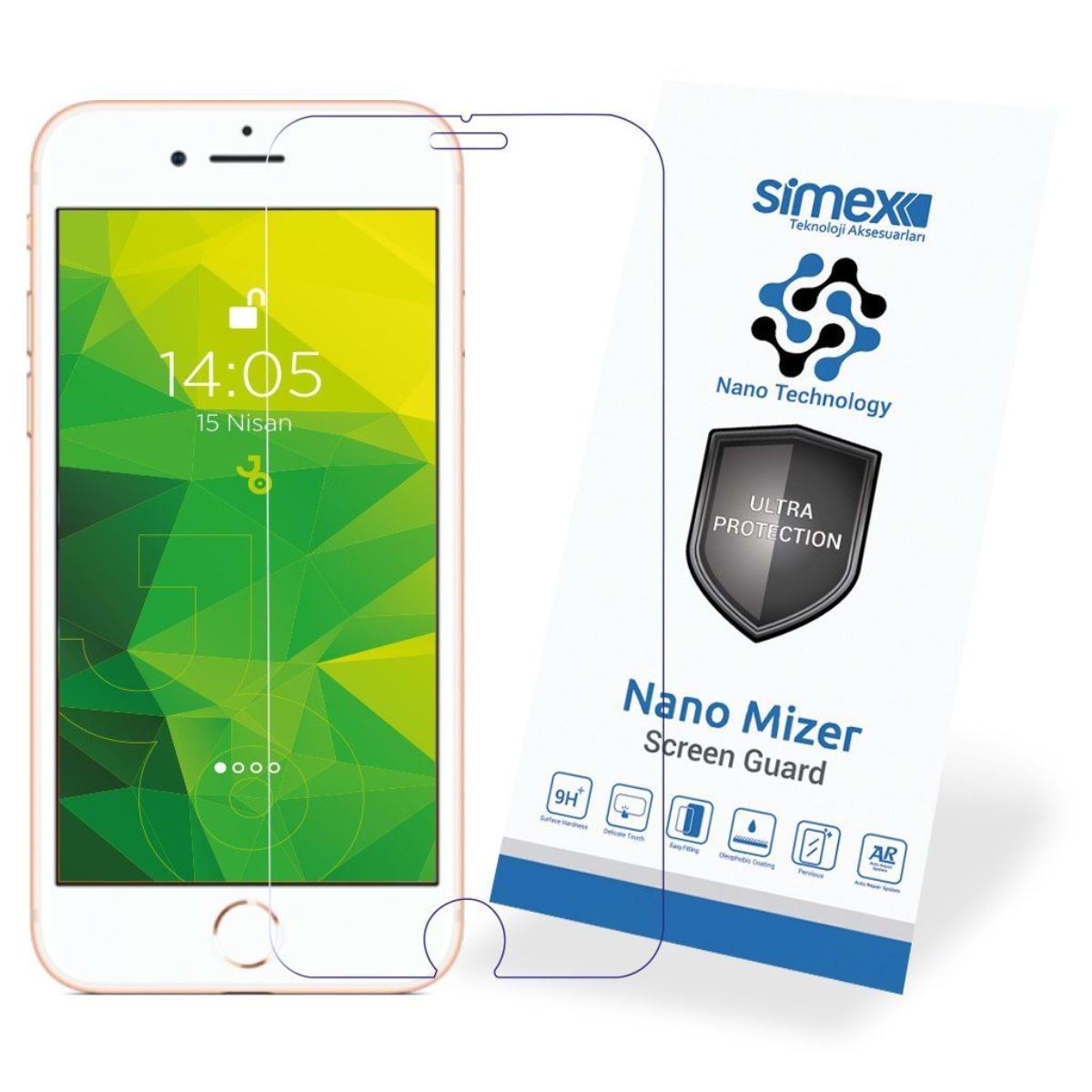 Simex iPhone 7 / 8 / Se 2020 CEK-110 Nano Mizer Screen Protector Seffaf - 1
