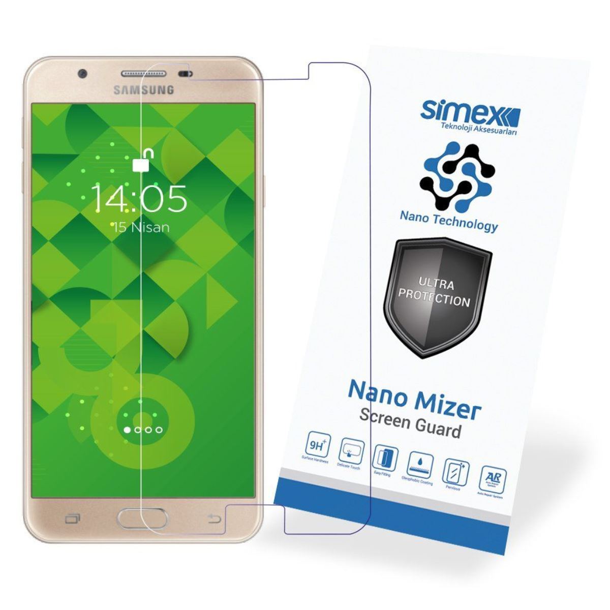 Simex Samsung J7 Prime CEK-110 Nano Mizer   Ekran Koruyucu Seffaf - 1
