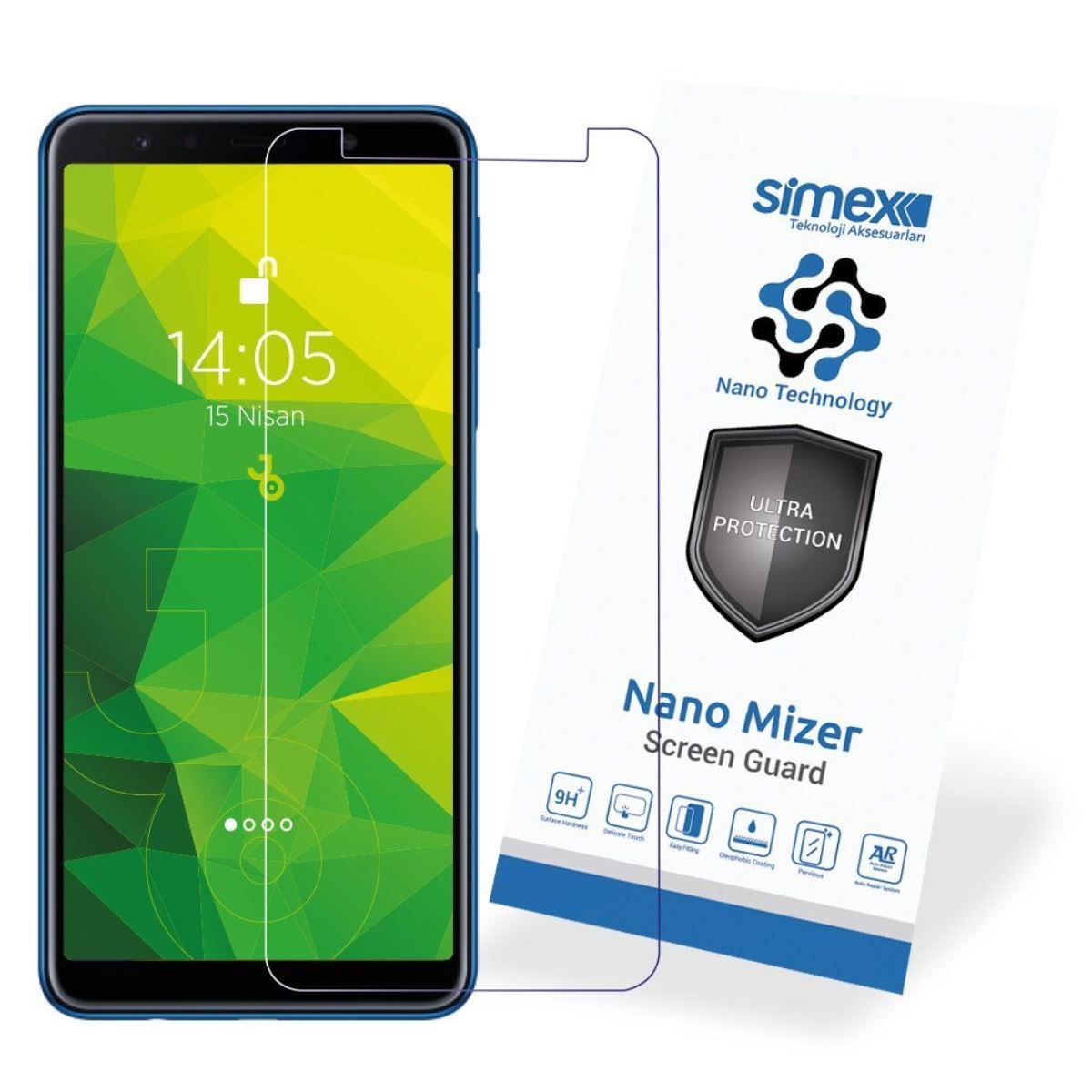 Simex Samsung A7 2018 CEK-110 Nano Mizer   Ekran Koruyucu Seffaf - 1