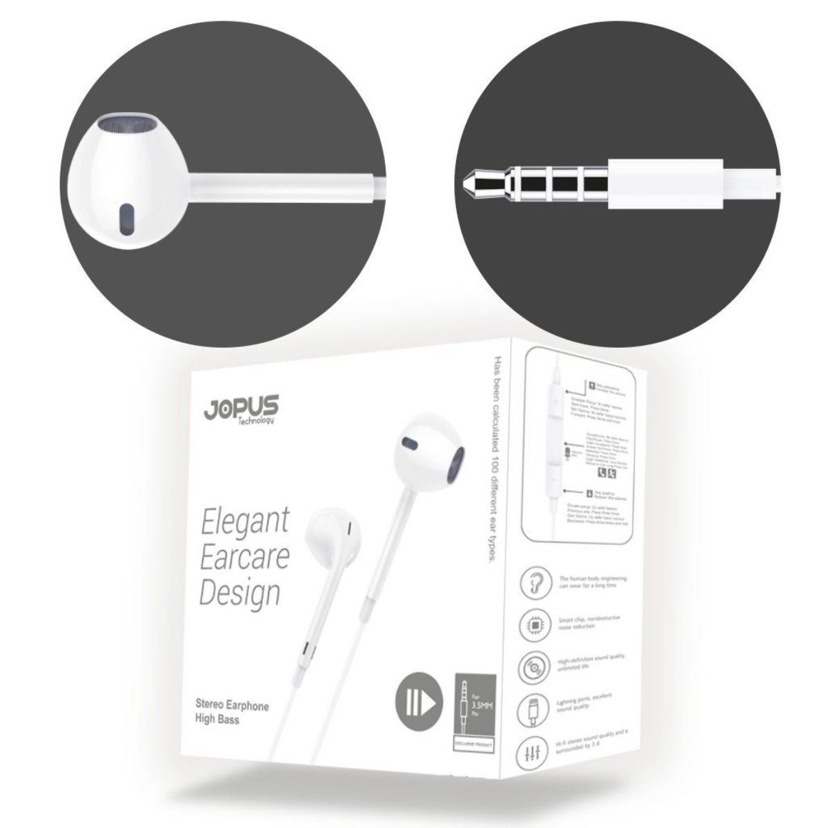 Jopus K50 iPhone 6G\5G Microphone Earphone Beyaz - 1
