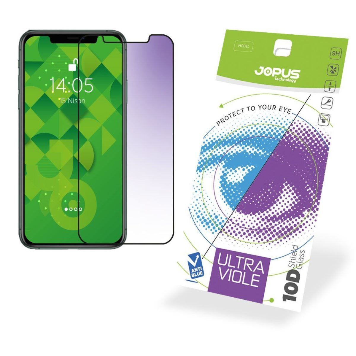Jopus iPhone 11 Pro Max CEK-122 Ultra Viole 10D Screen Protector Siyah - 1