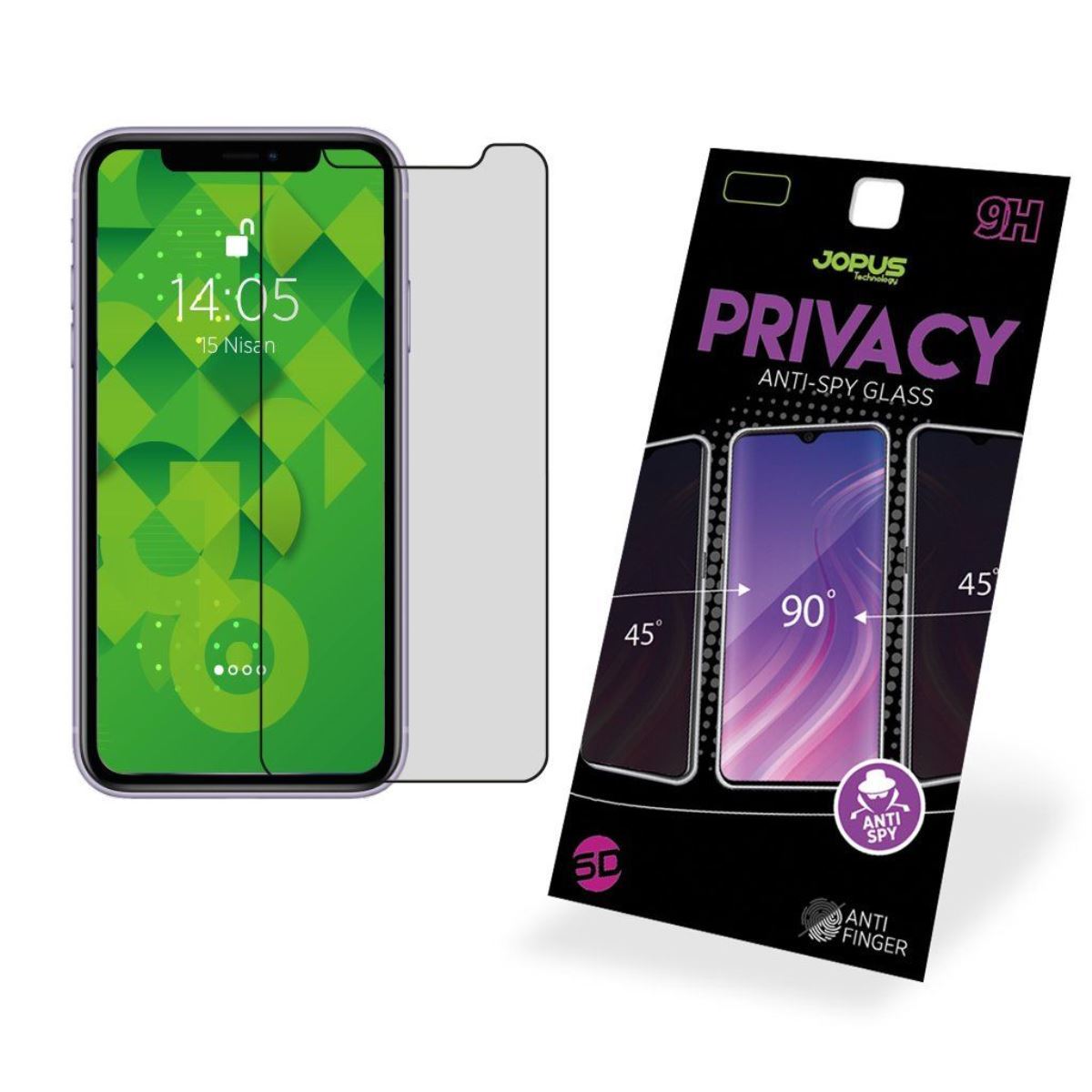 Jopus iPhone 11 / XR CEK-126 Privacy Screen Protector Siyah - 1
