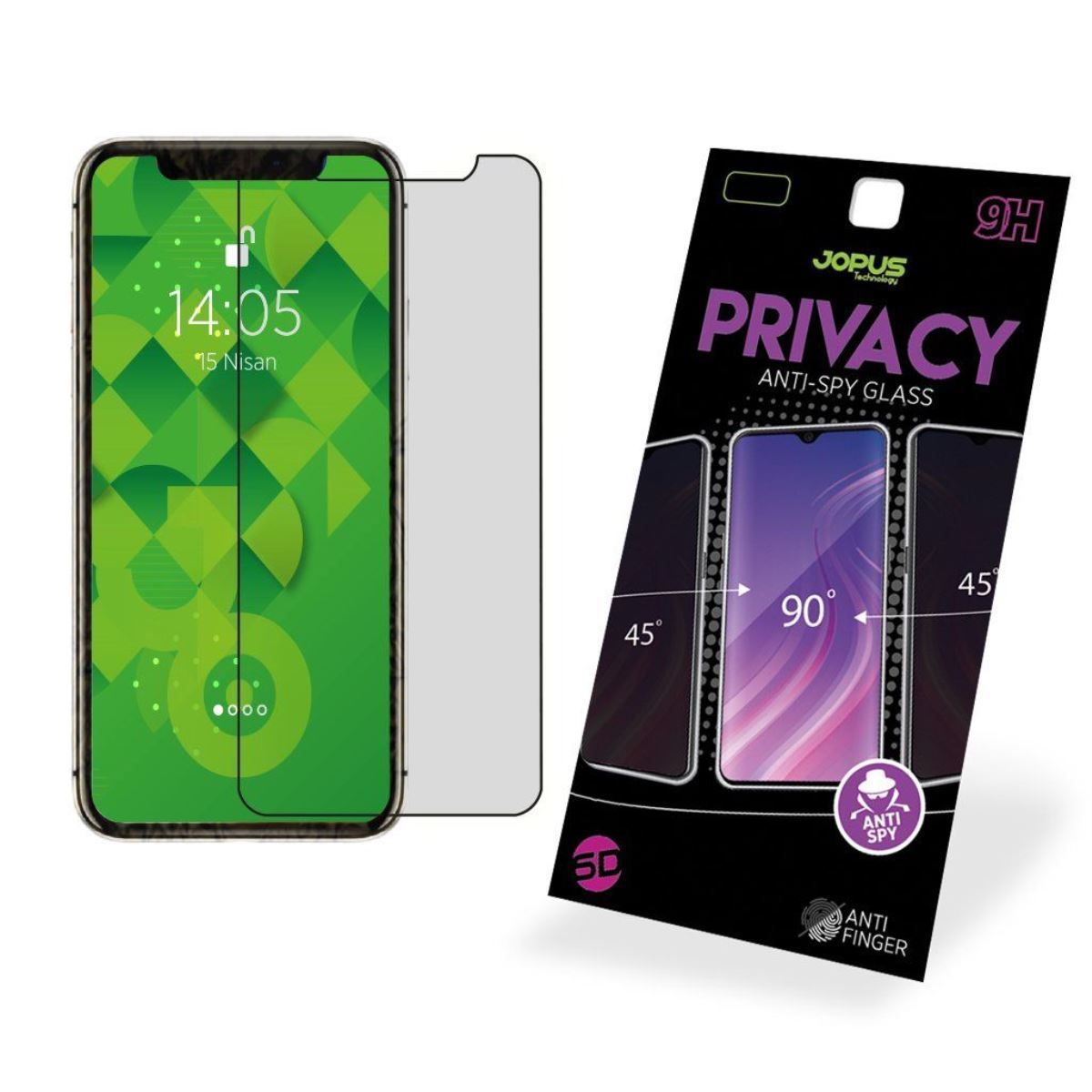 Jopus iPhone 11 Pro / XS CEK-126 Privacy   Cam Ekran Koruyucu Siyah - 1