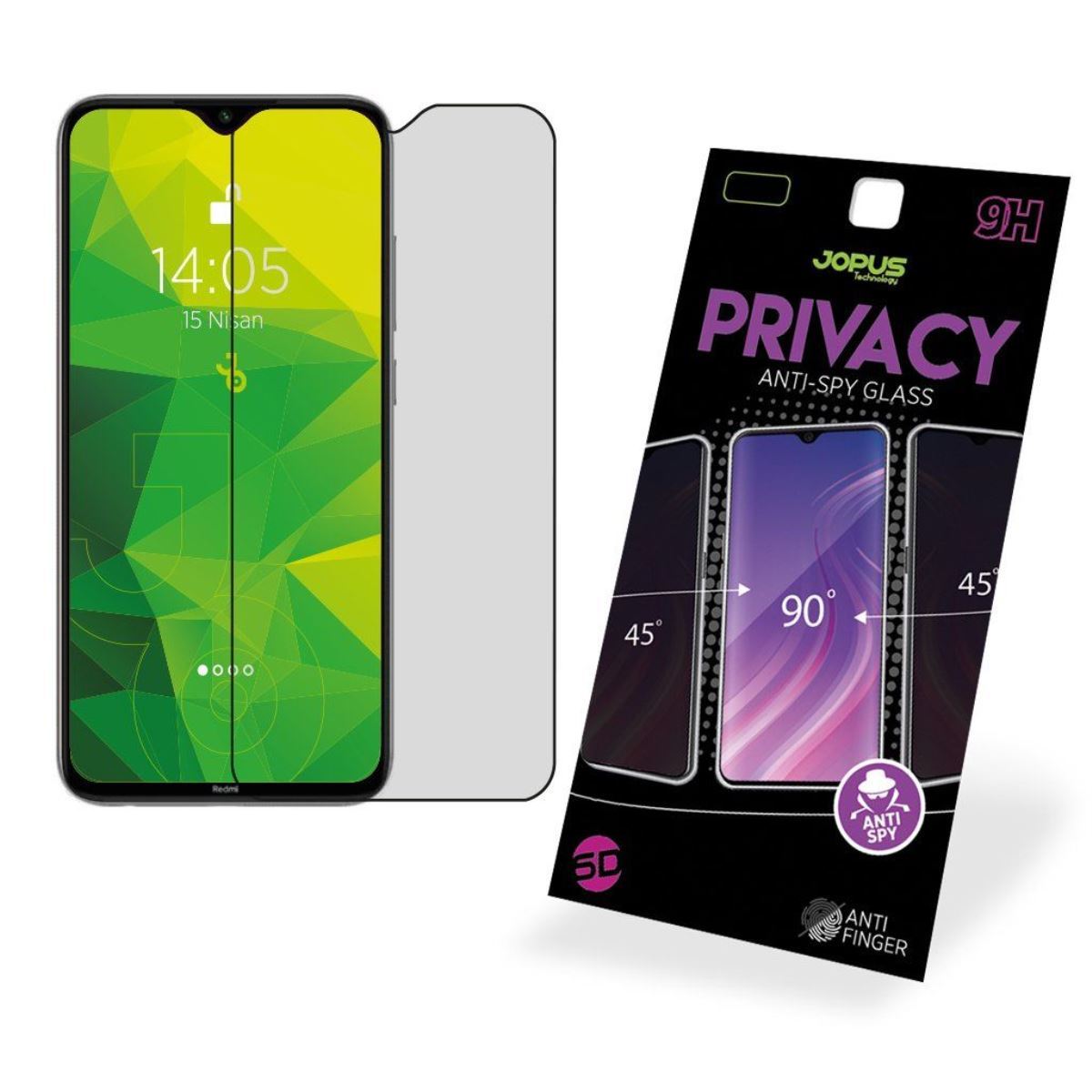 Jopus Xiaomi Redmi Note8 CEK-126 Privacy Screen Protector Siyah - 1