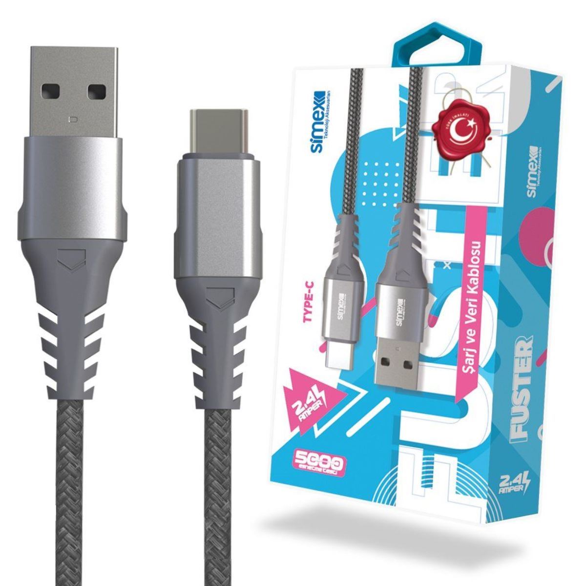 Simex Type C SPK-03 Fuster Data Cable Füme - 1