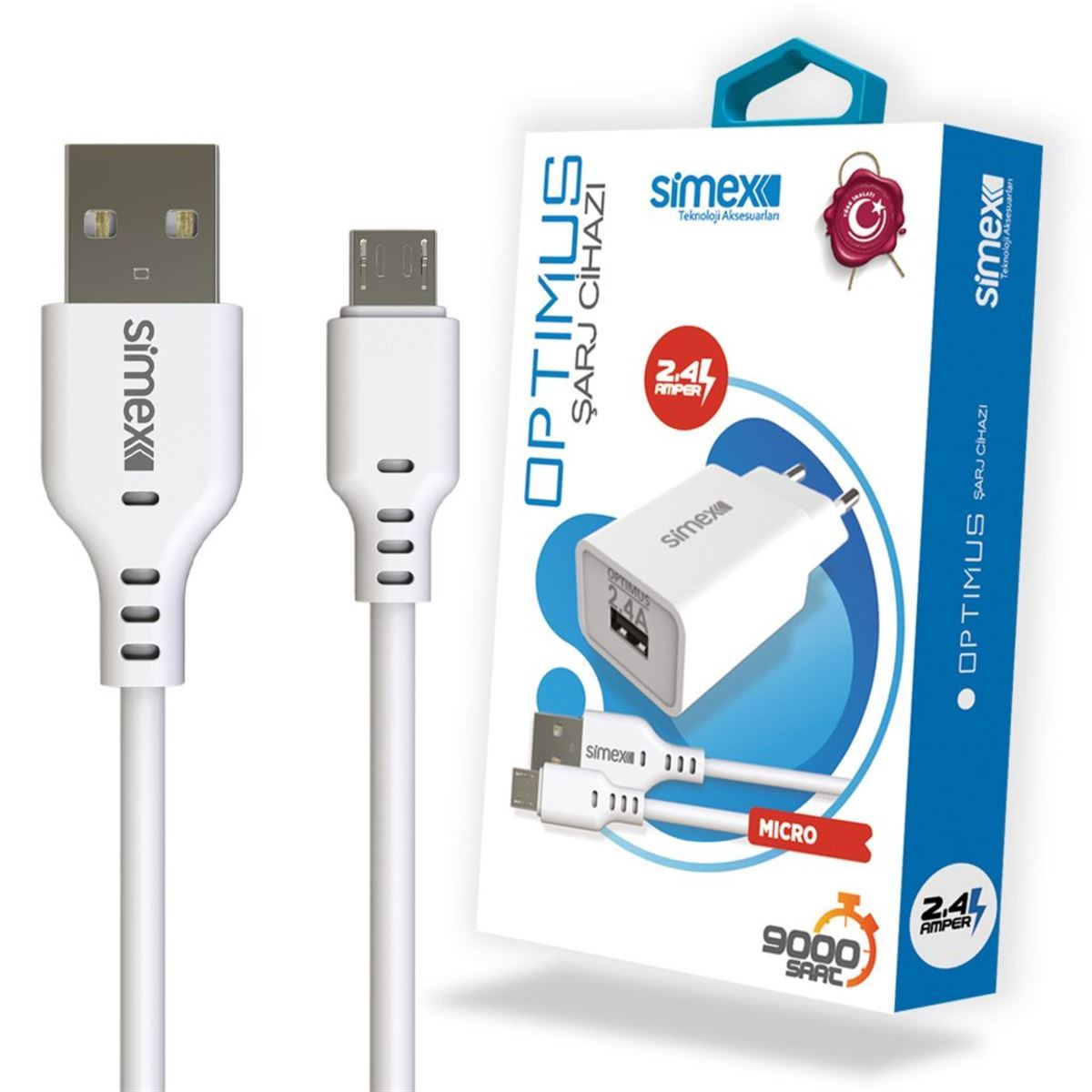 Simex Universal Micro SPS-03 Optimus 2in1  2400 mAh Sarj Seti Beyaz - 1