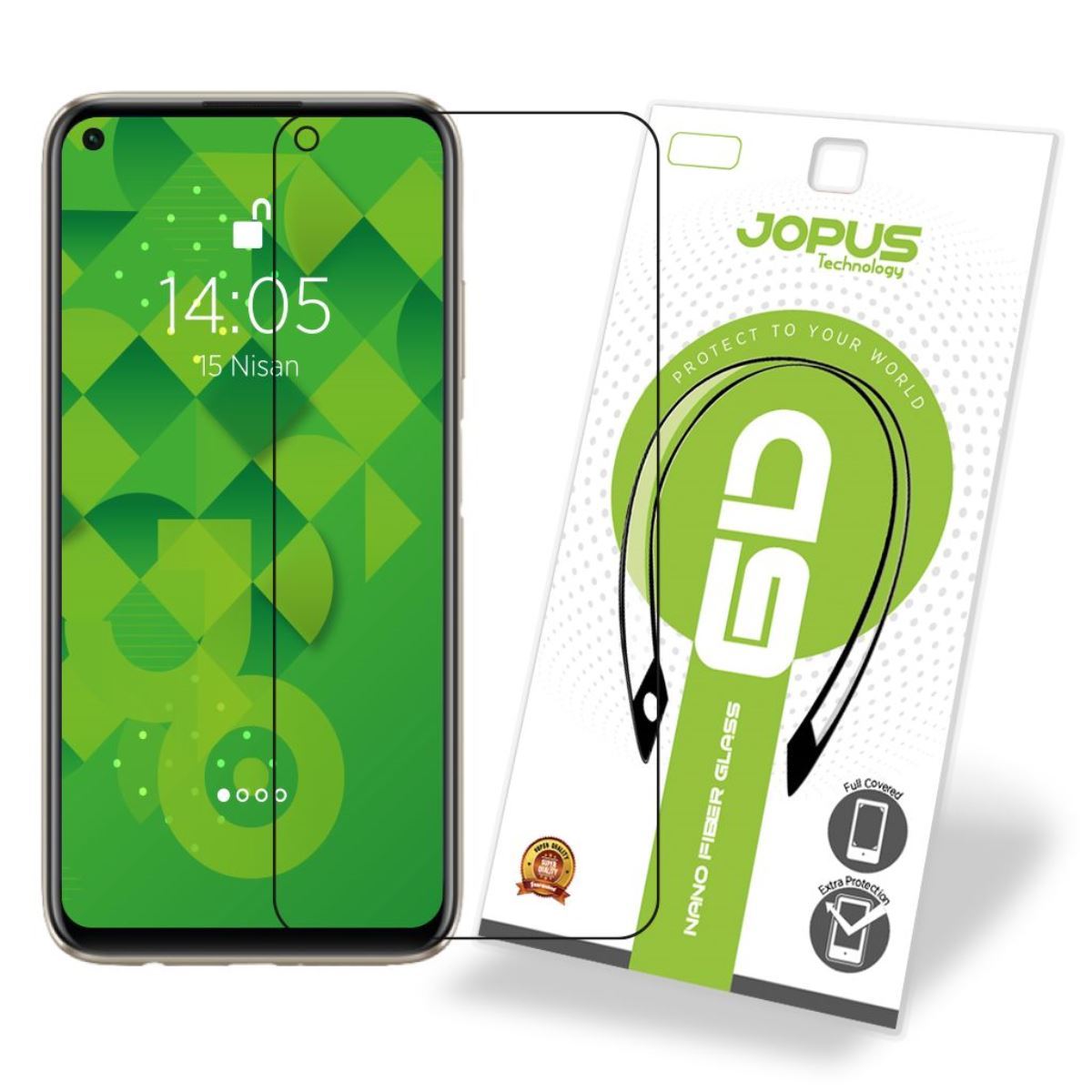 Jopus Huawei P40 Lite CEK-121 Nano Fiber 6D  Ekran Koruyucu Siyah - 1