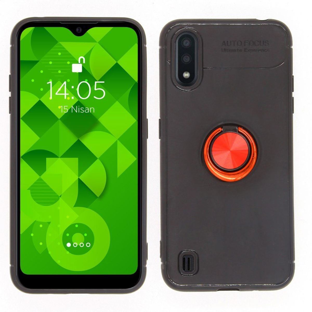 Jopus Samsung A01 JS-236 Slim Ring Phone Case Kirmizi - 1