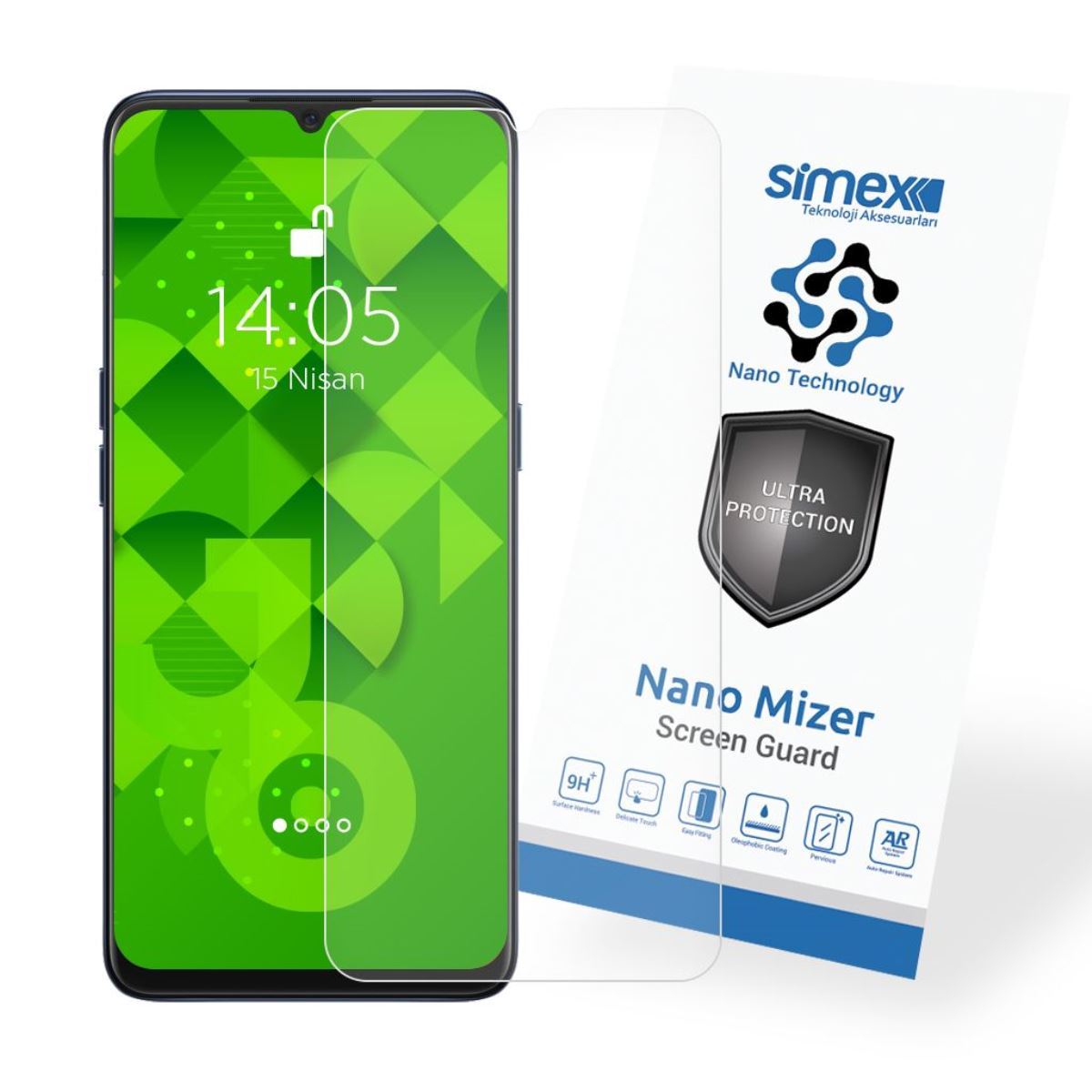 Simex Oppo A91 CEK-110 Nano Mizer   Ekran Koruyucu Seffaf - 1