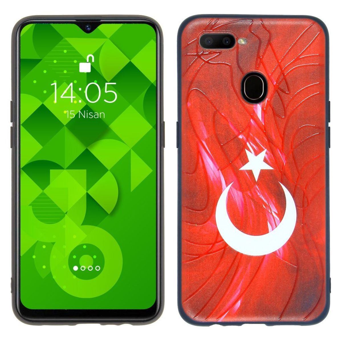 Jopus Oppo A5s / AX7 JS-242 Flag Phone Case Kirmizi - 1