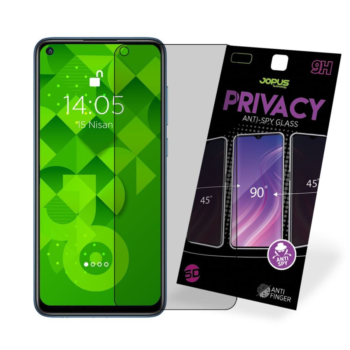 Jopus Xiaomi Redmi Note9 CEK-126 Privacy Screen Protector Siyah - 1