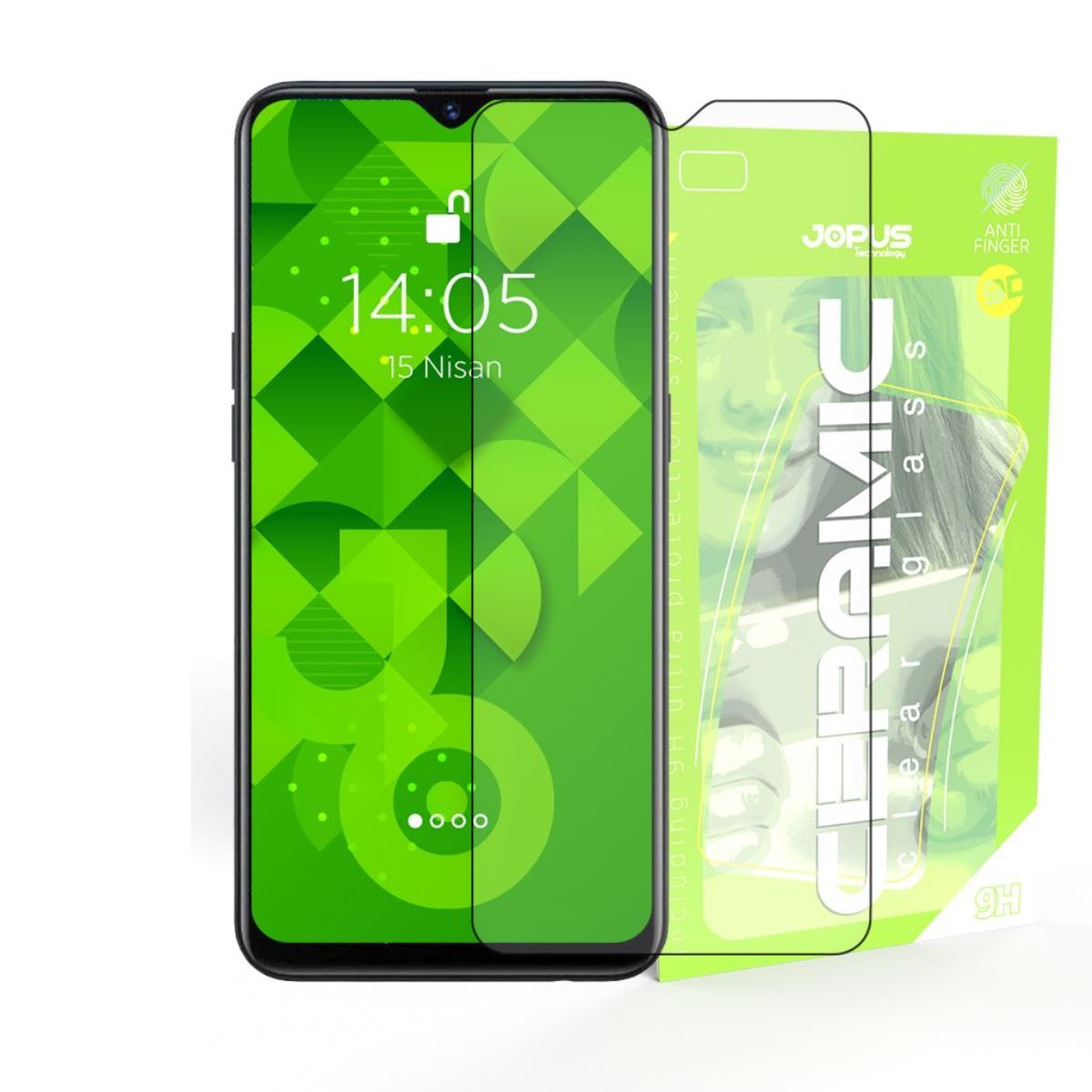 Jopus Oppo A5s / A12 CEK-129 Ceramic Clear   Ekran Koruyucu Siyah - 1