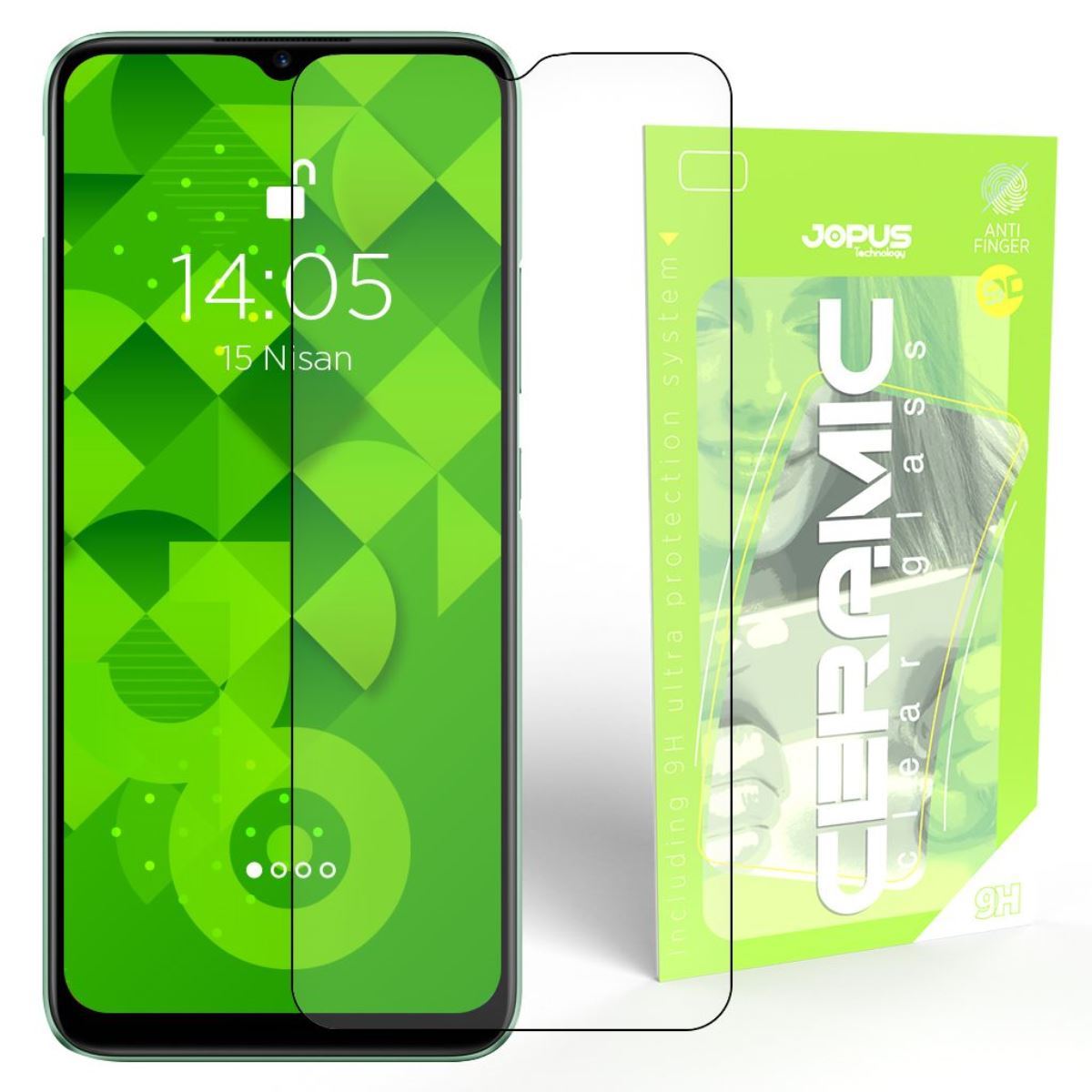 Jopus Realme C11 / C15 CEK-129 Ceramic Clear   Ekran Koruyucu Siyah - 1