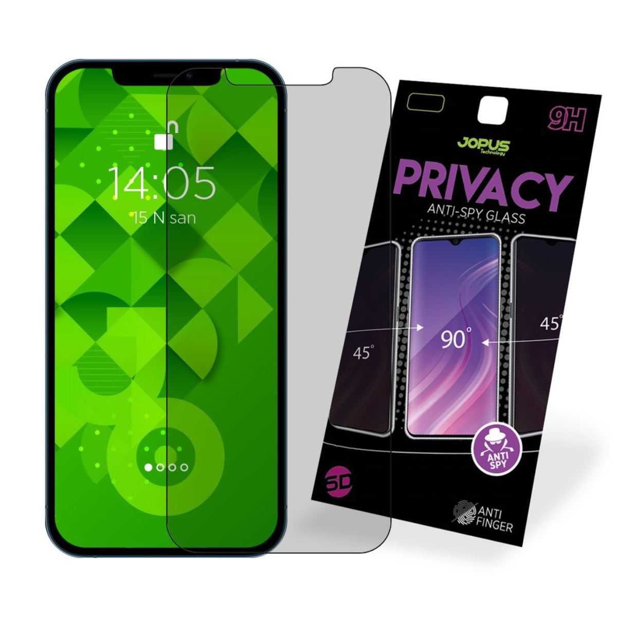 Jopus iPhone 12 Pro Max CEK-126 Privacy   Cam Ekran Koruyucu Siyah - 1