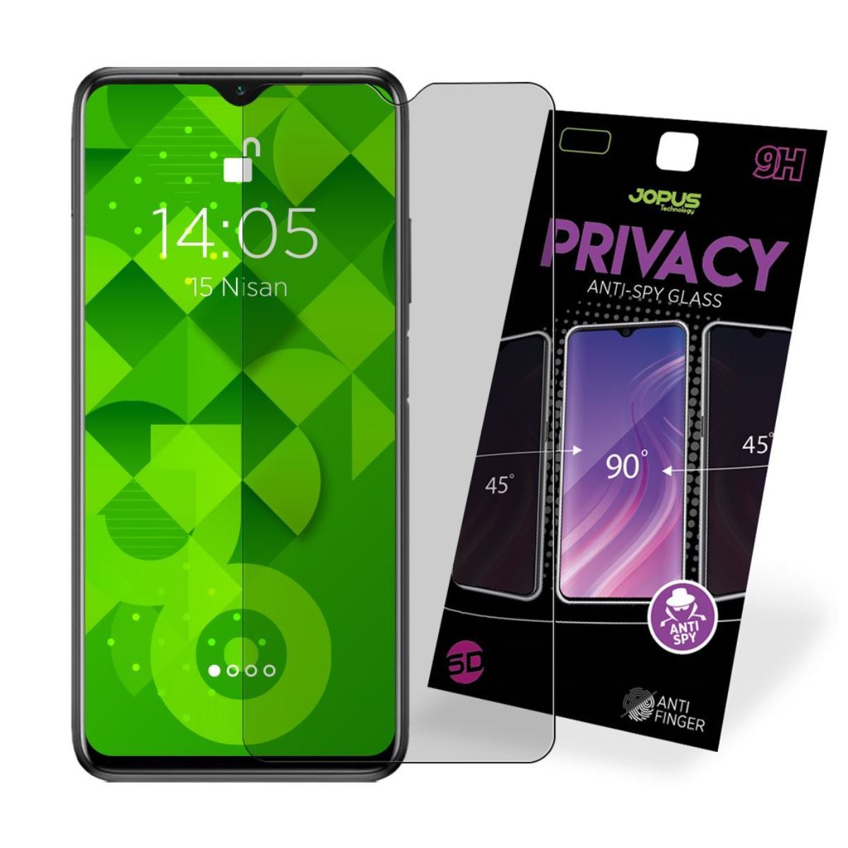 Jopus Xiaomi Poco M3 CEK-126 Privacy Screen Protector Siyah - 1