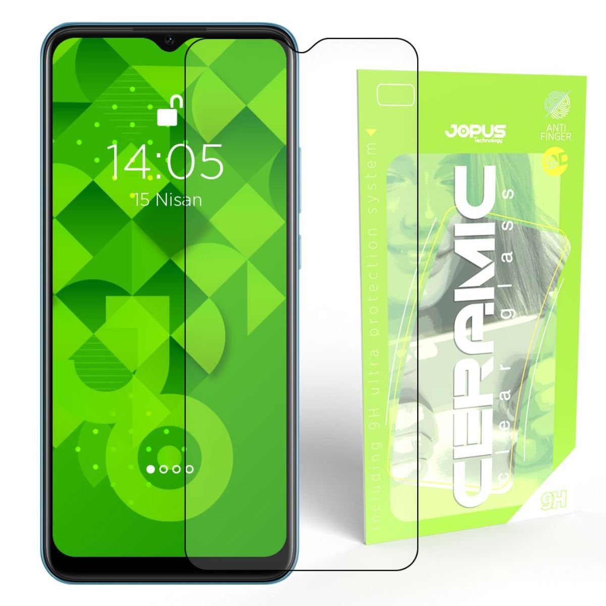 Jopus Oppo A15s CEK-129 Ceramic Clear   Ekran Koruyucu Siyah - 1