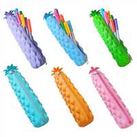FLY COLOR SİLİKON KALEM ÇANTASI 1210 ANANAS TEK BÖLMELİ 6 RENK 12 Lİ 1
