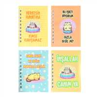 BAM NOT DEFTERİ 10.5x7.5 SPİRALLİ KARTON KAPAK 80 SAYFA ÇİZGİLİ 4 LÜ 4 PK 1