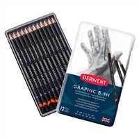 DERWENT DERECELİ KALEM SETİ B-9H METAL KUTU 12 Lİ DW34213 1