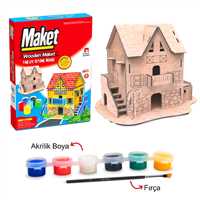 MORTOYS MAKETİX TAŞ EV 9786 AHŞAP BOYAMA 1