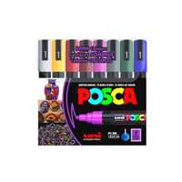 UNİ POSTER MARKÖRÜ POSCA PC-5M-8C DC 1.8-2.5 KOYU RENKLER 8 Lİ 1