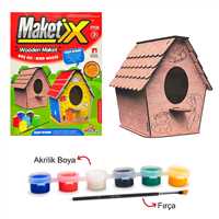MORTOYS MAKETİX KUŞ EVİ 9792 AHŞAP BOYAMA 1