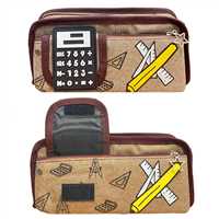 ZHUANGYUAN KALEM ÇANTASI OMT-111 HESAP MAKİNESİ BASKILI ÇİFT BÖLMELİ 1