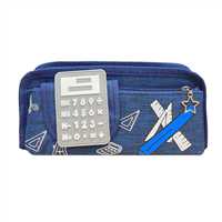 ZHUANGYUAN KALEM ÇANTASI OMT-111 HESAP MAKİNESİ BASKILI ÇİFT BÖLMELİ 2