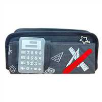 ZHUANGYUAN KALEM ÇANTASI OMT-111 HESAP MAKİNESİ BASKILI ÇİFT BÖLMELİ 4