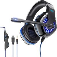 POLYGOLD KULAKLIK GT82 OVLENG KABLOLU  MAVİ OYUNCU MİKROFONLU 1