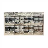 WASHİ TAPE BANT SETİ SİYAH BEYAZ DESENLİ 10 LU 8 PK XM-JD2645B 1