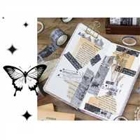 WASHİ TAPE BANT SETİ SİYAH BEYAZ DESENLİ 10 LU 8 PK XM-JD2645B 4