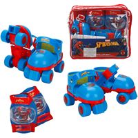 SPİDER MAN PATEN 18390 4 TEKER DİZLİK DİRSEKLİK SET ÇANTALI 22-29 1