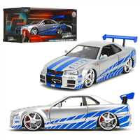 SİMBA JADA FAST FURİOUS 3203044 BRİANS NİSSAN SKYLİNE 2002 GT-R DİE CAST METAL ARABA 1:23 8+ 1