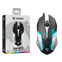 EVEREST KABLOLU MOUSE SM-G72 OYUNCU TİP IŞIKLANDIRMALI SİYAH GÜMÜŞ 1