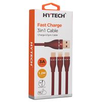 HYTECH ŞARJ KABLOSU HY-X505 MİCRO USB LİGHTNİNG TYPEC 3 İN 1 KIRMIZI 1