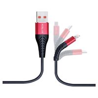 HYTECH DATA ŞARJ KABLOSU HY-X330 LİGHTNİNG KIRMIZI-SİYAH 3A 1.2M 1