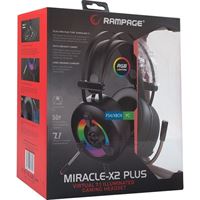 RAMPAGE OYUNCU KULAKLIK MİRACLE-X2 PLUS KABLOLU USB SİYAH RGB LED 7.1 SURROUND SOUND SİSTEM 5