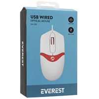EVEREST MOUSE KABLOLU SM-220 BEYAZ KIRMIZI 2