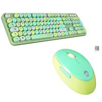 EVEREST ROUND KABLOSUZ KLAVYE Q + MOUSE SET KM-6282 MULTİMEDİA YEŞİL 2