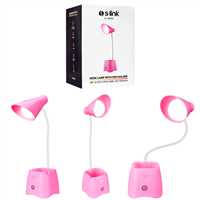 S-LİNK LED MASA LAMBASI SL-M9052 KALEMLİKLİ PEMBE ŞARJLI AYARLANABİLİR BAŞLIK 1