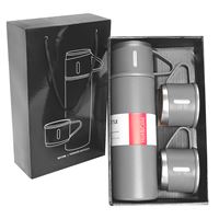 HYTECH 304 ÇELİK TERMOS HY-TM11 GRİ 500 ML 3 BARDAKLI 1